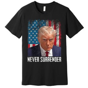 Trump Mug Shot Donald Trump Mug Shot Never Surrender Premium T-Shirt