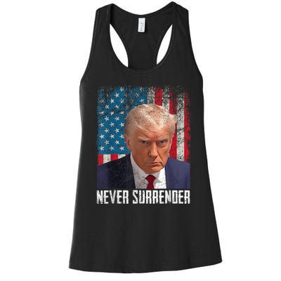 Trump Mug Shot Donald Trump Mug Shot Never Surrender Women's Racerback Tank