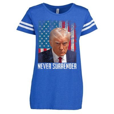 Trump Mug Shot Donald Trump Mug Shot Never Surrender Enza Ladies Jersey Football T-Shirt