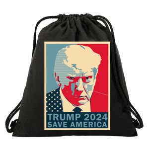 Trump Mug Shot 2024 Save America Trump Drawstring Bag