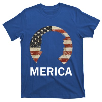 Trump Merica Silhouette Vintage American Flag Republican Gift T-Shirt