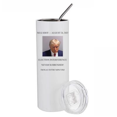 Trump Mug Shot White Stainless Steel Tumbler