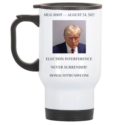 Trump Mug Shot White Stainless Steel Travel Mug