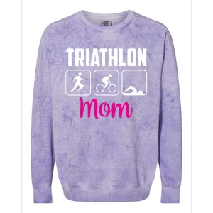 Triathlon Mom Sports Triathlons Triathlete Mother Mommy Mama Gift Colorblast Crewneck Sweatshirt