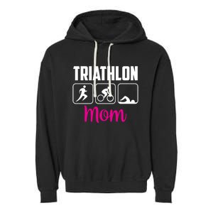 Triathlon Mom Sports Triathlons Triathlete Mother Mommy Mama Gift Garment-Dyed Fleece Hoodie