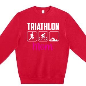 Triathlon Mom Sports Triathlons Triathlete Mother Mommy Mama Gift Premium Crewneck Sweatshirt