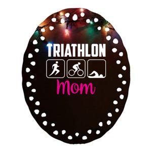 Triathlon Mom Sports Triathlons Triathlete Mother Mommy Mama Gift Ceramic Oval Ornament