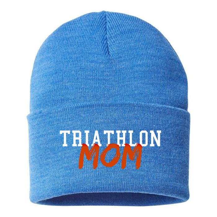 Triathlon Mom Summer Winter Sports Gift Sustainable Knit Beanie