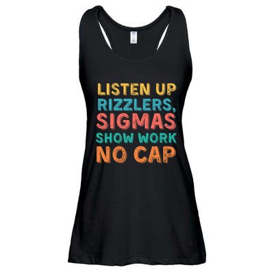 Teacher Math Show Work Listen Up Rizzlers Middle School Gen Alpha Slang Ladies Essential Flowy Tank