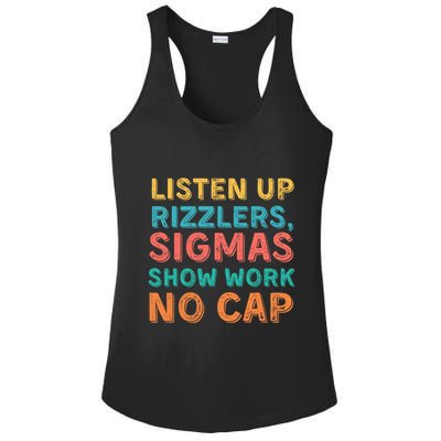 Teacher Math Show Work Listen Up Rizzlers Middle School Gen Alpha Slang Ladies PosiCharge Competitor Racerback Tank