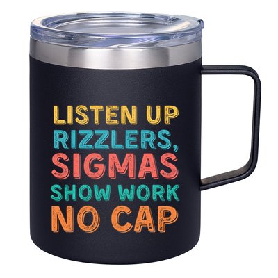 Teacher Math Show Work Listen Up Rizzlers Middle School Gen Alpha Slang 12oz Stainless Steel Coffee Mug