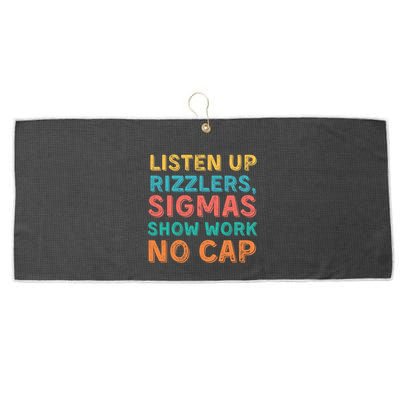 Teacher Math Show Work Listen Up Rizzlers Middle School Gen Alpha Slang Large Microfiber Waffle Golf Towel