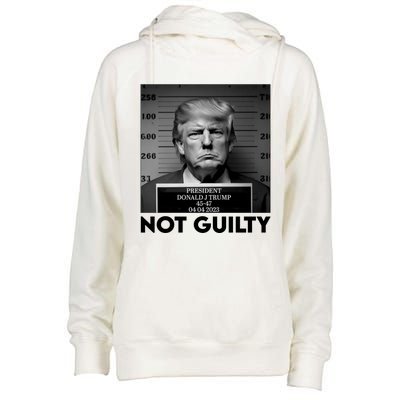 Trump Mug Shot, Trump Not Guilty Pro Trump Supporter Womens Funnel Neck Pullover Hood