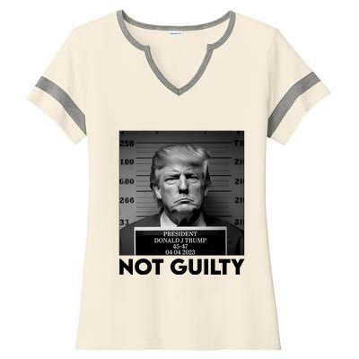 Trump Mug Shot, Trump Not Guilty Pro Trump Supporter Ladies Halftime Notch Neck Tee