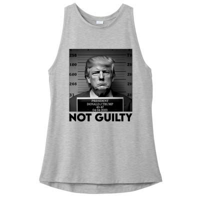 Trump Mug Shot, Trump Not Guilty Pro Trump Supporter Ladies PosiCharge Tri-Blend Wicking Tank