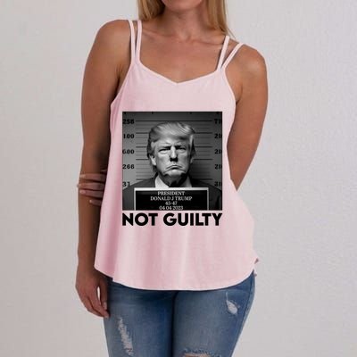 Trump Mug Shot, Trump Not Guilty Pro Trump Supporter Women's Strappy Tank