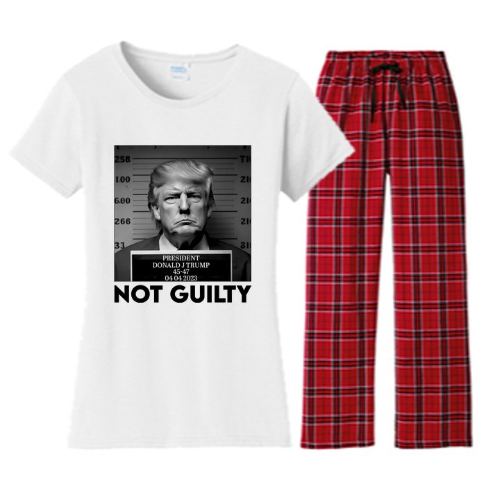 Trump Mug Shot, Trump Not Guilty Pro Trump Supporter Women's Flannel Pajama Set