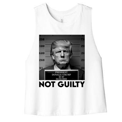 Trump Mug Shot, Trump Not Guilty Pro Trump Supporter Women's Racerback Cropped Tank