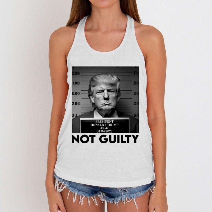 Trump Mug Shot, Trump Not Guilty Pro Trump Supporter Women's Knotted Racerback Tank