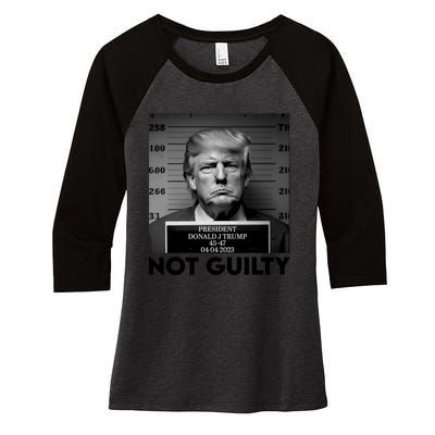 Trump Mug Shot, Trump Not Guilty Pro Trump Supporter Women's Tri-Blend 3/4-Sleeve Raglan Shirt