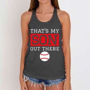 ThatS My Son Out There Baseball Gift For Mom Dad Baseball Women's Knotted Racerback Tank