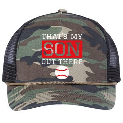 ThatS My Son Out There Baseball Gift For Mom Dad Baseball Retro Rope Trucker Hat Cap