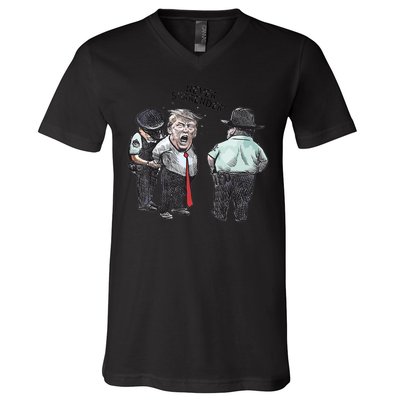 Trump Mug Shot Donald Trump Mug Shot Never Surrender V-Neck T-Shirt