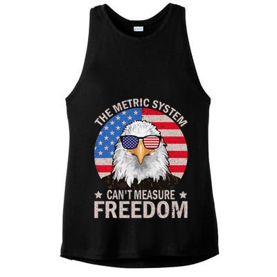 The Metric System CanT Measure Freedom Eagle 4th Of July Ladies PosiCharge Tri-Blend Wicking Tank