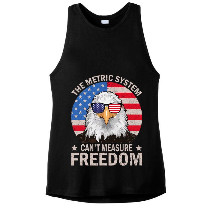 The Metric System CanT Measure Freedom Eagle 4th Of July Ladies PosiCharge Tri-Blend Wicking Tank