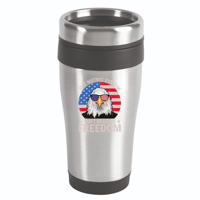 The Metric System CanT Measure Freedom Eagle 4th Of July 16oz Travel Tumbler