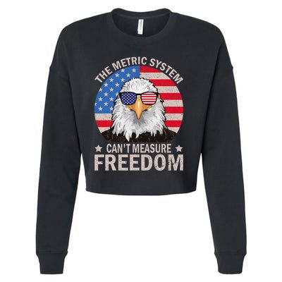 The Metric System CanT Measure Freedom Eagle 4th Of July Cropped Pullover Crew