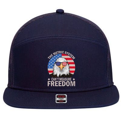 The Metric System CanT Measure Freedom Eagle 4th Of July 7 Panel Mesh Trucker Snapback Hat