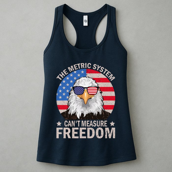 The Metric System CanT Measure Freedom Eagle 4th Of July Womens Tank Top