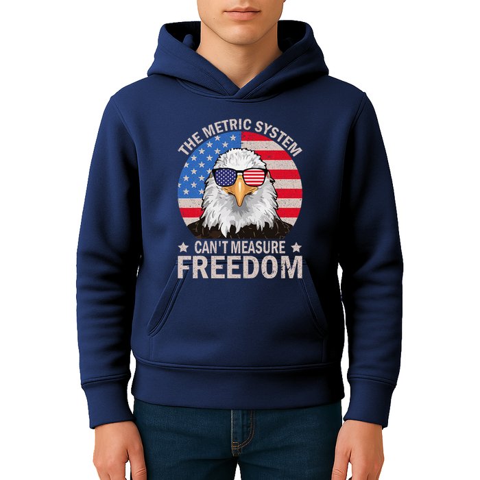 The Metric System CanT Measure Freedom Eagle 4th Of July Kids Hoodie