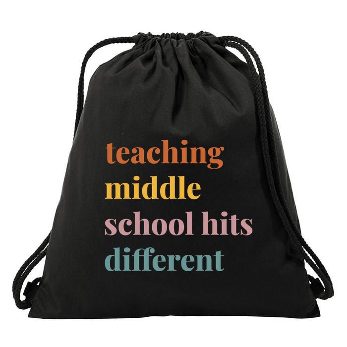 Teaching Middle School Hits Different Drawstring Bag