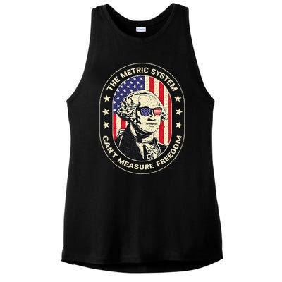 The Metric System CanT Measure Freedom Eagle Usa Flag Meme Ladies PosiCharge Tri-Blend Wicking Tank