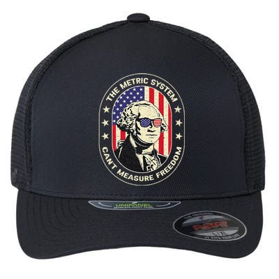 The Metric System CanT Measure Freedom Eagle Usa Flag Meme Flexfit Unipanel Trucker Cap