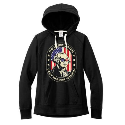 The Metric System CanT Measure Freedom Eagle Usa Flag Meme Women's Fleece Hoodie