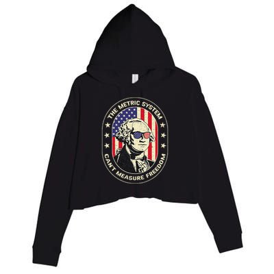 The Metric System CanT Measure Freedom Eagle Usa Flag Meme Crop Fleece Hoodie