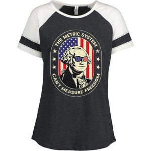 The Metric System CanT Measure Freedom Eagle Usa Flag Meme Enza Ladies Jersey Colorblock Tee