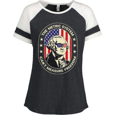 The Metric System CanT Measure Freedom Eagle Usa Flag Meme Enza Ladies Jersey Colorblock Tee