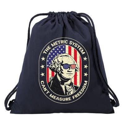The Metric System CanT Measure Freedom Eagle Usa Flag Meme Drawstring Bag