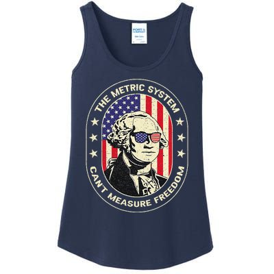 The Metric System CanT Measure Freedom Eagle Usa Flag Meme Ladies Essential Tank