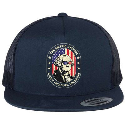 The Metric System CanT Measure Freedom Eagle Usa Flag Meme Flat Bill Trucker Hat