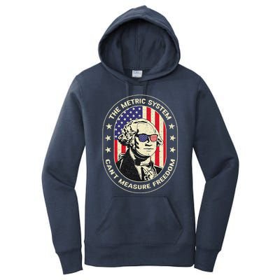 The Metric System CanT Measure Freedom Eagle Usa Flag Meme Women's Pullover Hoodie