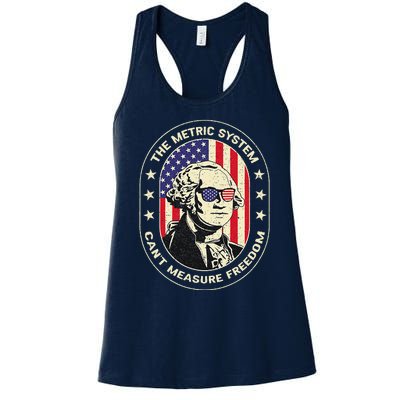 The Metric System CanT Measure Freedom Eagle Usa Flag Meme Women's Racerback Tank