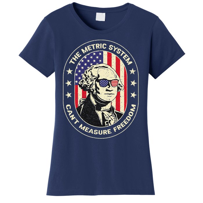 The Metric System CanT Measure Freedom Eagle Usa Flag Meme Women's T-Shirt