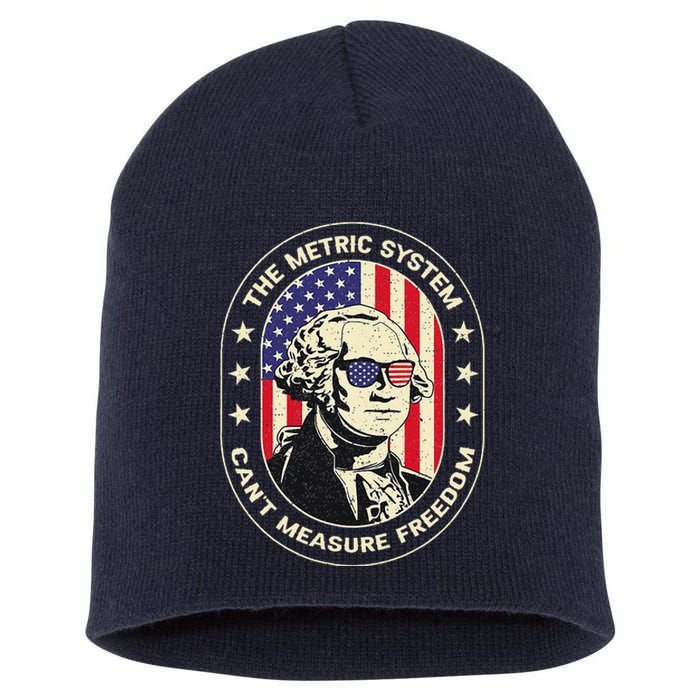 The Metric System CanT Measure Freedom Eagle Usa Flag Meme Short Acrylic Beanie