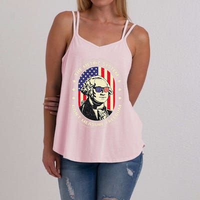 The Metric System CanT Measure Freedom Eagle Usa Flag Meme Women's Strappy Tank