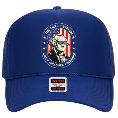 The Metric System CanT Measure Freedom Eagle Usa Flag Meme High Crown Mesh Back Trucker Hat